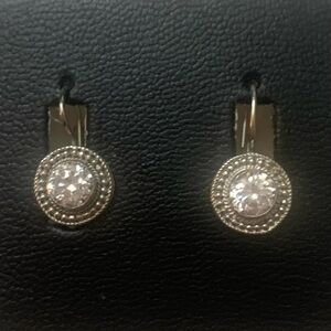 FASHION JEWELRY Silver and 1 Ct CZ Pierced Drop Earrings